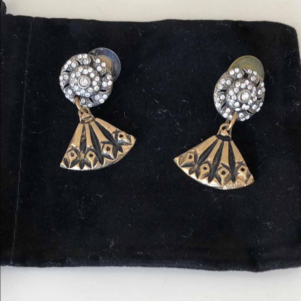 Lulu Frost crystal and vintage gold stud earrings